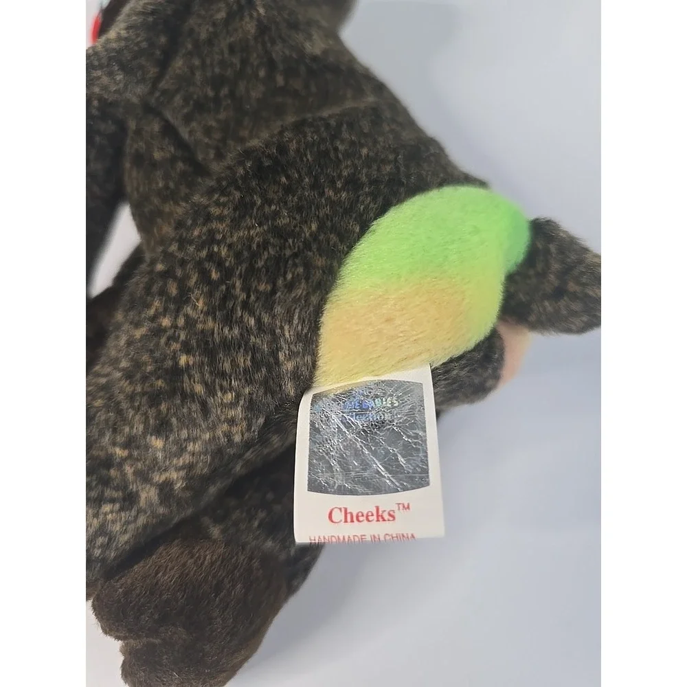 Rare Retired Ty Beanie Baby Cheeks The Baboon 1999 Mint P.E. Pellets With Errors